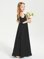 Off the Shoulder Long Junior Bridesmaid Dresses Black