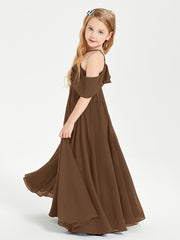Off the Shoulder Long Junior Bridesmaid Dresses Brown