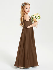 Off the Shoulder Long Junior Bridesmaid Dresses Brown