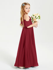 Off the Shoulder Long Junior Bridesmaid Dresses Burgundy