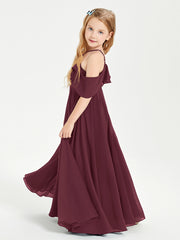 Off the Shoulder Long Junior Bridesmaid Dresses Cabernet