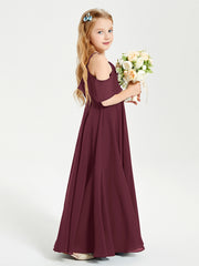 Off the Shoulder Long Junior Bridesmaid Dresses Cabernet