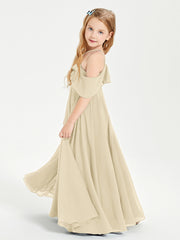 Off the Shoulder Long Junior Bridesmaid Dresses Champagne