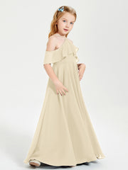 Off the Shoulder Long Junior Bridesmaid Dresses Champagne