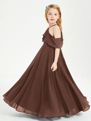 Off the Shoulder Long Junior Bridesmaid Dresses Chocolate