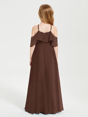 Off the Shoulder Long Junior Bridesmaid Dresses Chocolate