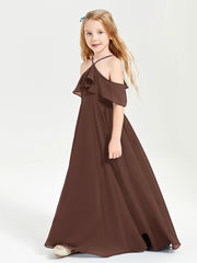 Off the Shoulder Long Junior Bridesmaid Dresses Chocolate