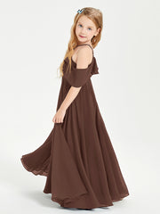 Off the Shoulder Long Junior Bridesmaid Dresses Chocolate