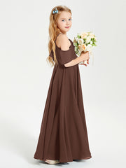 Off the Shoulder Long Junior Bridesmaid Dresses Chocolate