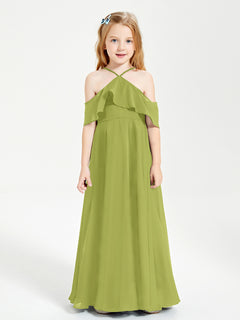 Off the Shoulder Long Junior Bridesmaid Dresses Clover