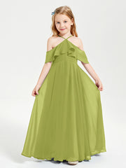 Off the Shoulder Long Junior Bridesmaid Dresses Clover