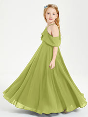 Off the Shoulder Long Junior Bridesmaid Dresses Clover