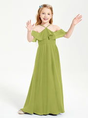 Off the Shoulder Long Junior Bridesmaid Dresses Clover