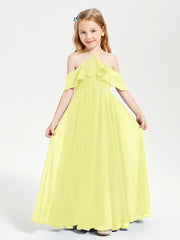 Off the Shoulder Long Junior Bridesmaid Dresses Daffodil