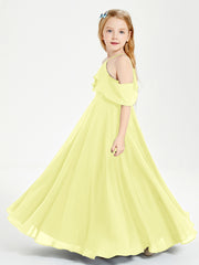 Off the Shoulder Long Junior Bridesmaid Dresses Daffodil