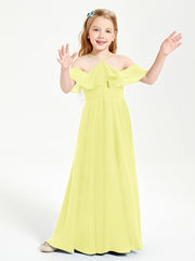 Off the Shoulder Long Junior Bridesmaid Dresses Daffodil