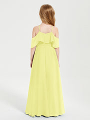 Off the Shoulder Long Junior Bridesmaid Dresses Daffodil