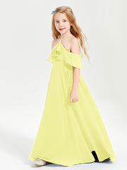 Off the Shoulder Long Junior Bridesmaid Dresses Daffodil
