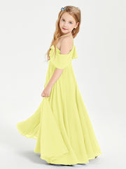 Off the Shoulder Long Junior Bridesmaid Dresses Daffodil