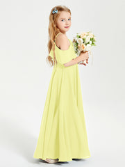 Off the Shoulder Long Junior Bridesmaid Dresses Daffodil