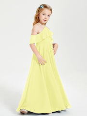 Off the Shoulder Long Junior Bridesmaid Dresses Daffodil
