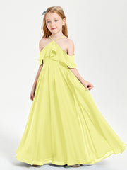 Off the Shoulder Long Junior Bridesmaid Dresses Daffodil