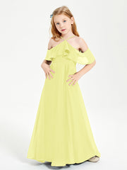 Off the Shoulder Long Junior Bridesmaid Dresses Daffodil