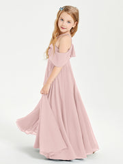 Off the Shoulder Long Junior Bridesmaid Dresses Dusty Rose