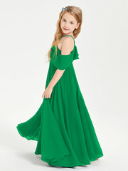Off the Shoulder Long Junior Bridesmaid Dresses Emerald