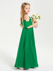 Off the Shoulder Long Junior Bridesmaid Dresses Emerald