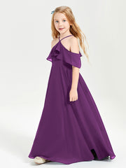 Off the Shoulder Long Junior Bridesmaid Dresses Grape