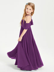 Off the Shoulder Long Junior Bridesmaid Dresses Grape