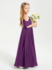 Off the Shoulder Long Junior Bridesmaid Dresses Grape