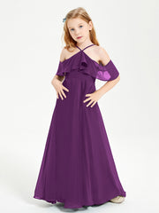 Off the Shoulder Long Junior Bridesmaid Dresses Grape