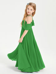 Off the Shoulder Long Junior Bridesmaid Dresses Green