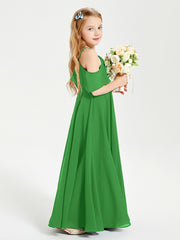Off the Shoulder Long Junior Bridesmaid Dresses Green