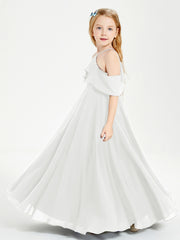 Off the Shoulder Long Junior Bridesmaid Dresses Ivory