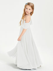 Off the Shoulder Long Junior Bridesmaid Dresses Ivory