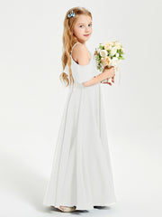 Off the Shoulder Long Junior Bridesmaid Dresses Ivory