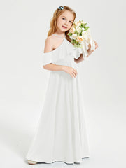 Off the Shoulder Long Junior Bridesmaid Dresses Ivory