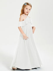 Off the Shoulder Long Junior Bridesmaid Dresses Ivory