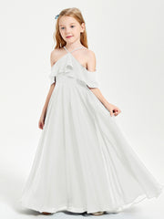 Off the Shoulder Long Junior Bridesmaid Dresses Ivory