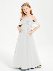 Off the Shoulder Long Junior Bridesmaid Dresses Ivory