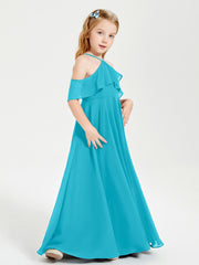 Off the Shoulder Long Junior Bridesmaid Dresses Jade