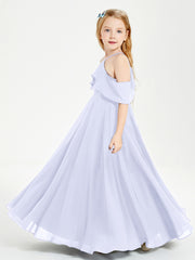 Off the Shoulder Long Junior Bridesmaid Dresses Lavender