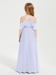 Off the Shoulder Long Junior Bridesmaid Dresses Lavender