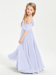 Off the Shoulder Long Junior Bridesmaid Dresses Lavender