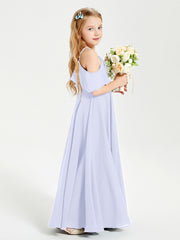 Off the Shoulder Long Junior Bridesmaid Dresses Lavender