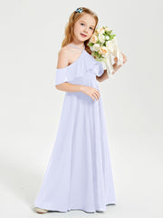 Off the Shoulder Long Junior Bridesmaid Dresses Lavender