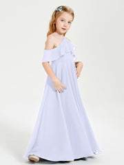Off the Shoulder Long Junior Bridesmaid Dresses Lavender
